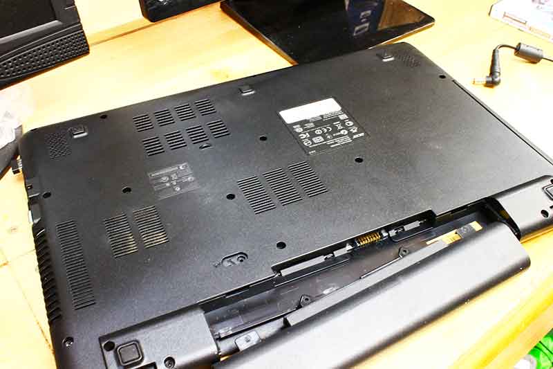 Laptop battery removed, and then re-installed.