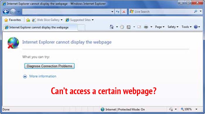 Fix can’t access a particular website in Internet Explorer windows 7, 8, Vista?