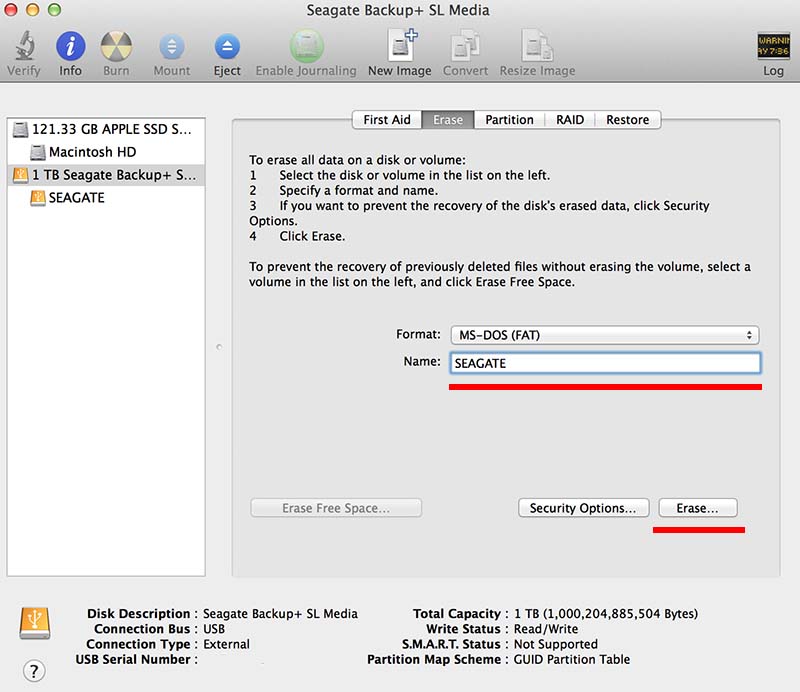formatting FAT32 or exFAT on Macbook Pro Retina OS X