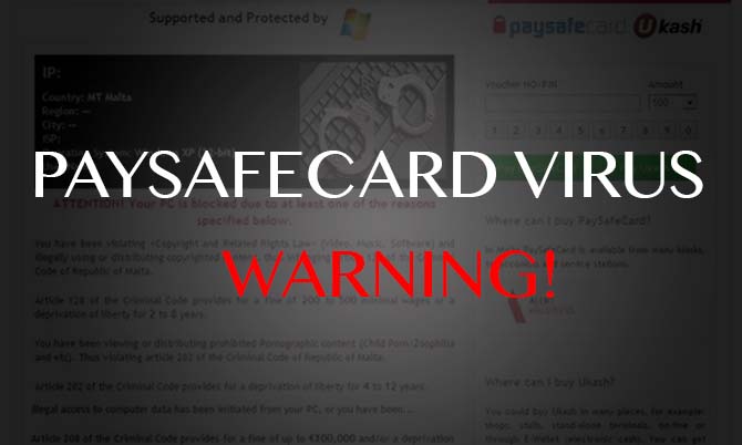 remove paysafecard virus windows 7 & 8 & XP