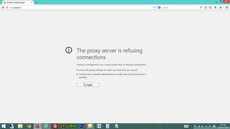 The proxy server is refusing connections – Fix for Firefox Browser