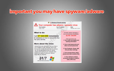 Remove Pc Support Pop-up – Important you may have spyware/adware