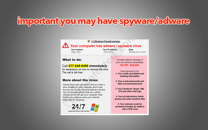 Remove Pc Support Pop-up – Important you may have spyware/adware