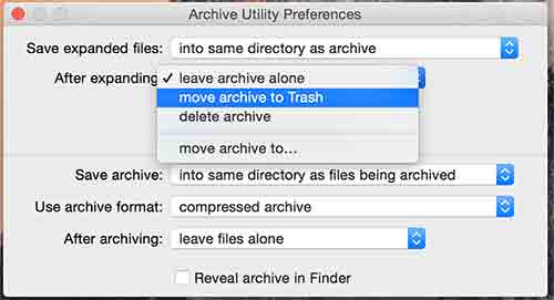 automatically delete zip files trash mac