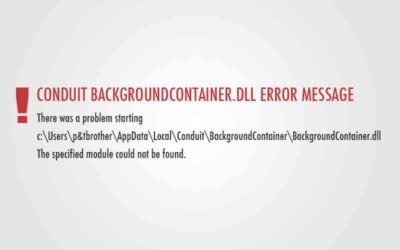 Remove Conduit backgroundcontainer.dll Startup Error Message
