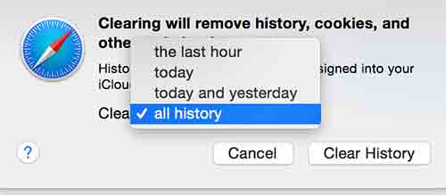 deleting history & cache from Safari Browser on Macbook pro retina