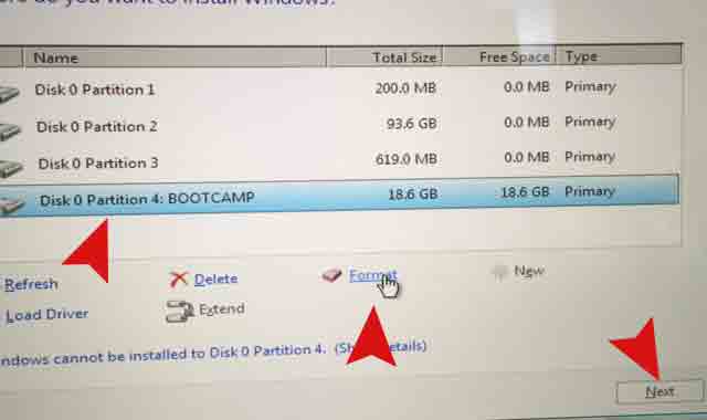 installing Windows 7 on Mac OS X with bootcamp