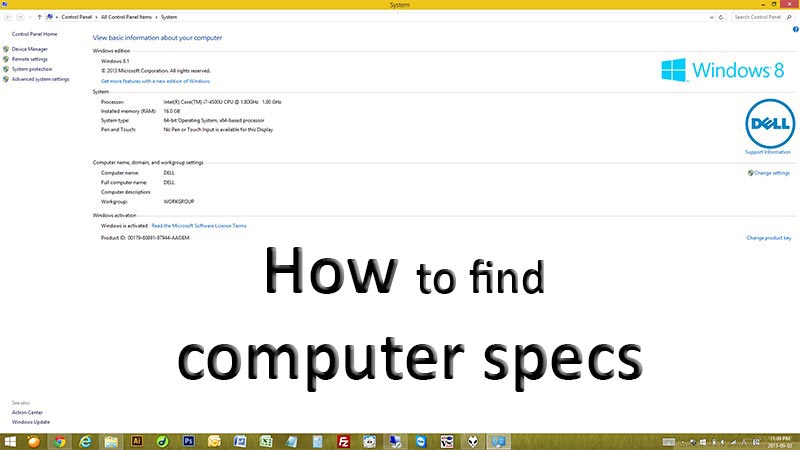 How to check computer specs Windows 8, 7, Vista, XP, Server