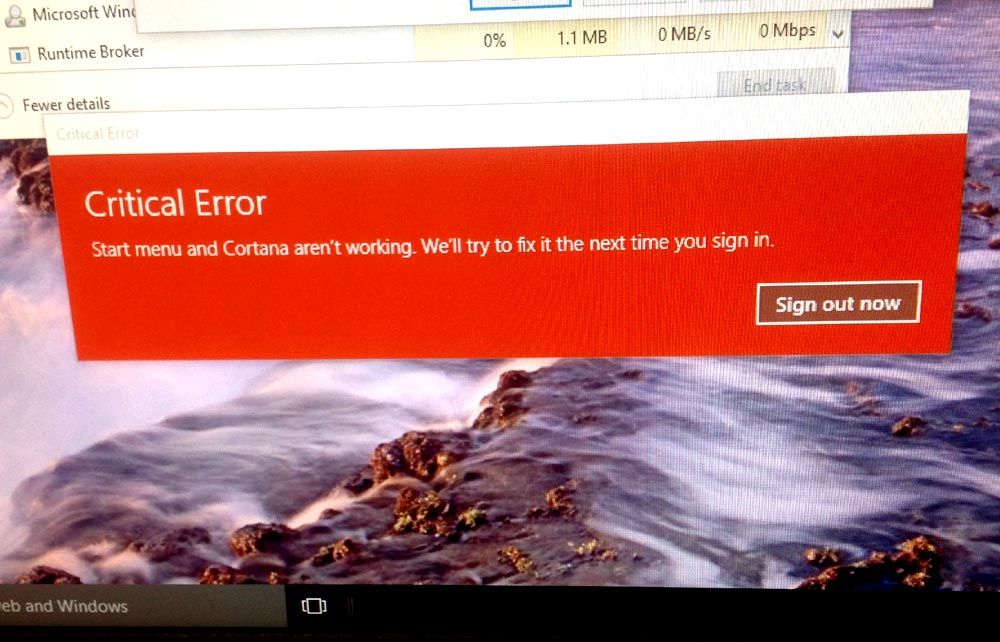 Fix: Windows 10 critical error start menu and cortana aren’t working. We’ll try to fix it the next time you sign in