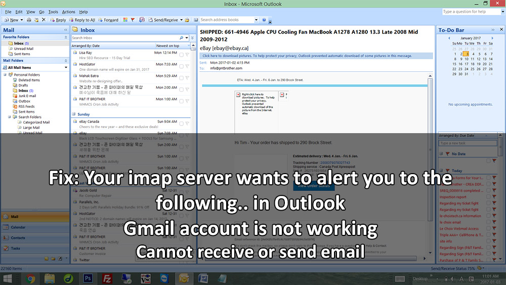 Fix: Your imap server wants to alert you to the following.. in Outlook 2013/2007, Gmail account is not working