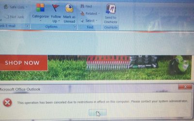 Fix: Outlook “This operation has been cancelled due to restrictions in effect on this computer”